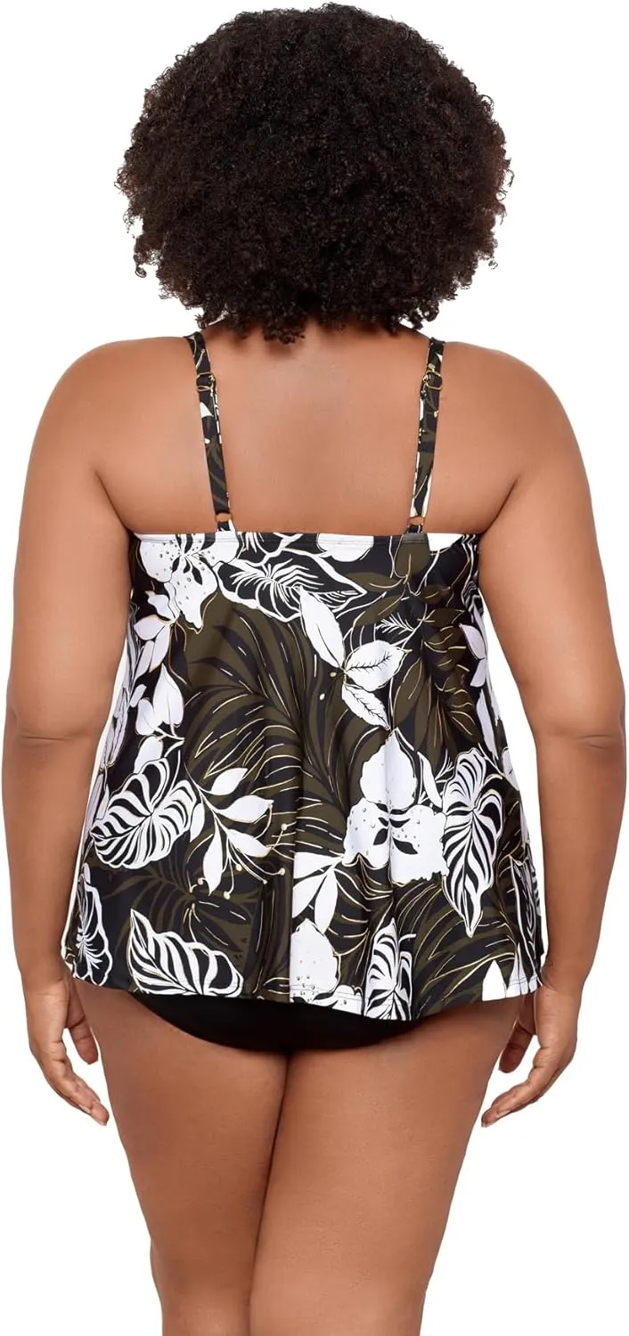 Miraclesuit Women's Plus Size Swimwear Palatium Love Knot Tummy Control Underwire Tankini Top