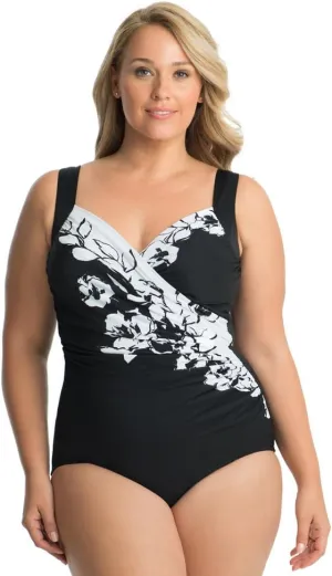 Miraclesuit Women's Plus Size Swimwear Sanibel Tummy Control Underwire Bra One Piece Swimsuit
