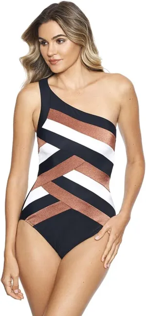 Miraclesuit Women's Swimwear Spectra Matrix Underwire One Shoulder One Piece Swimsuit