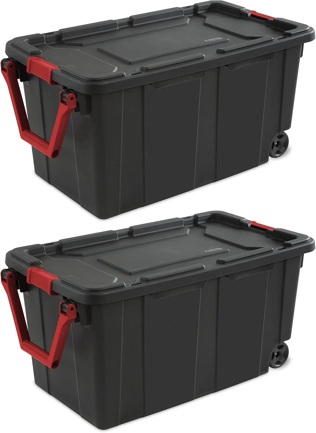 MITORI 2 PCS 40 Gallon Wheeled Industrial Tote Plastic (Black)