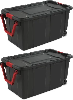 MITORI 2 PCS 40 Gallon Wheeled Industrial Tote Plastic (Black)
