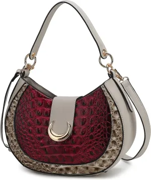 MKF Collection Shoulder Bag for Women, Croco Vegan Leather Hobo Bag Handbag Purse by Mia K