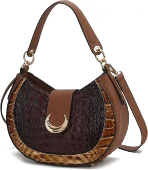MKF Collection Shoulder Bag for Women, Croco Vegan Leather Hobo Bag Handbag Purse by Mia K