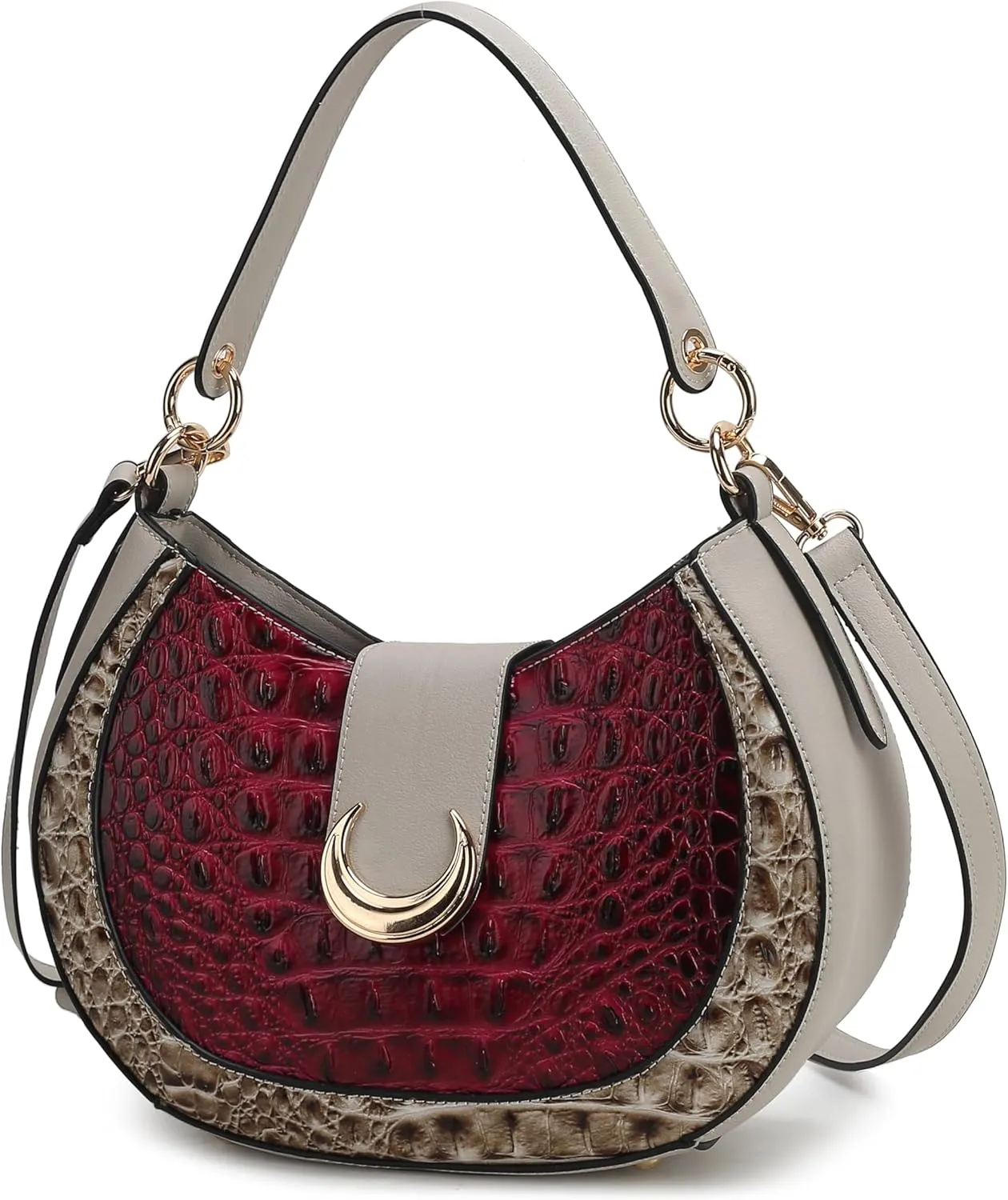 MKF Collection Shoulder Bag for Women, Croco Vegan Leather Hobo Bag Handbag Purse by Mia K