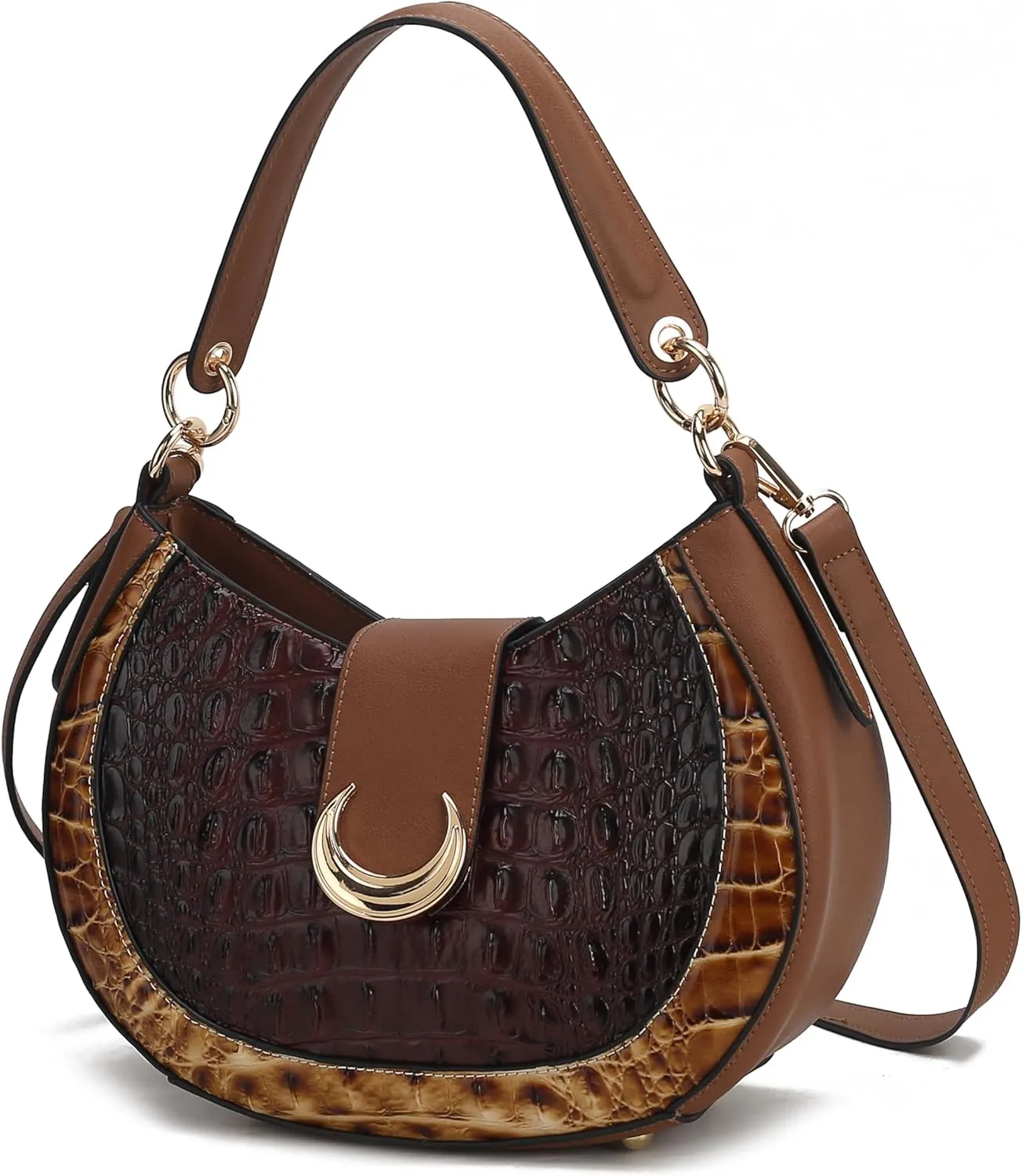MKF Collection Shoulder Bag for Women, Croco Vegan Leather Hobo Bag Handbag Purse by Mia K