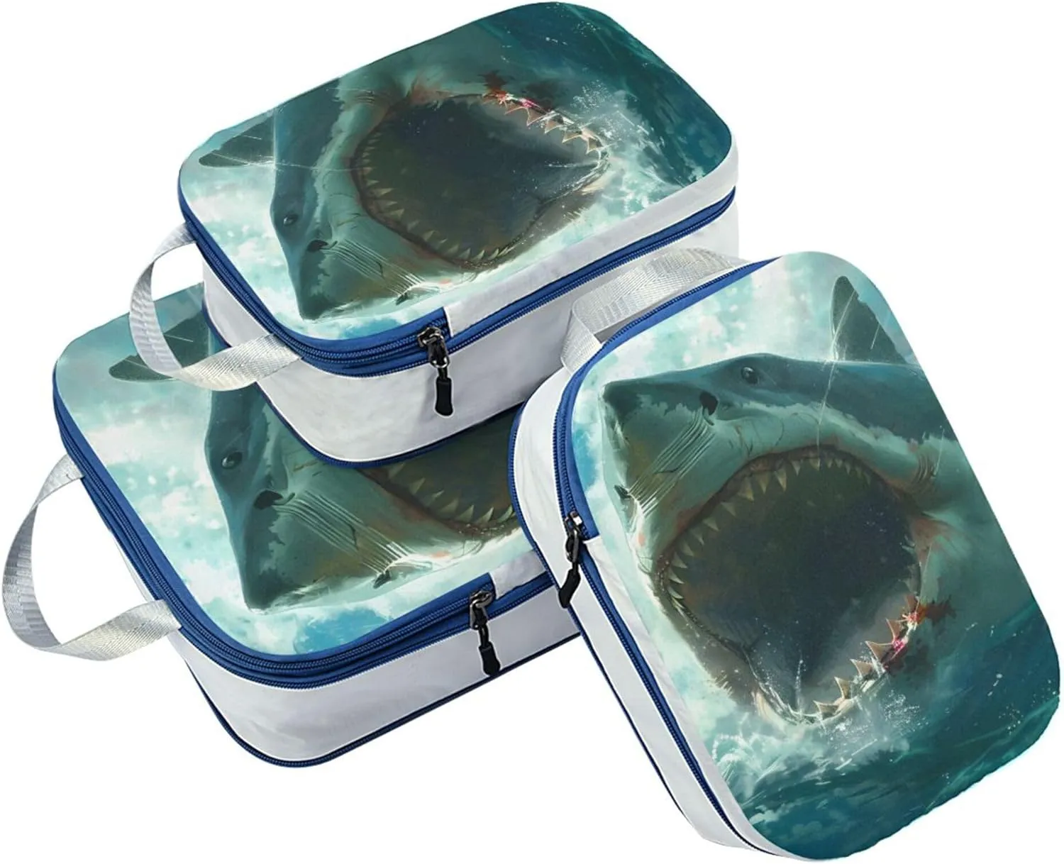 MNSRUU Packing Cubes Magic Raft Life with Shark Compression Luggage Cubes Packing Bags Travel Organizer for Suitcases, 3 PCS