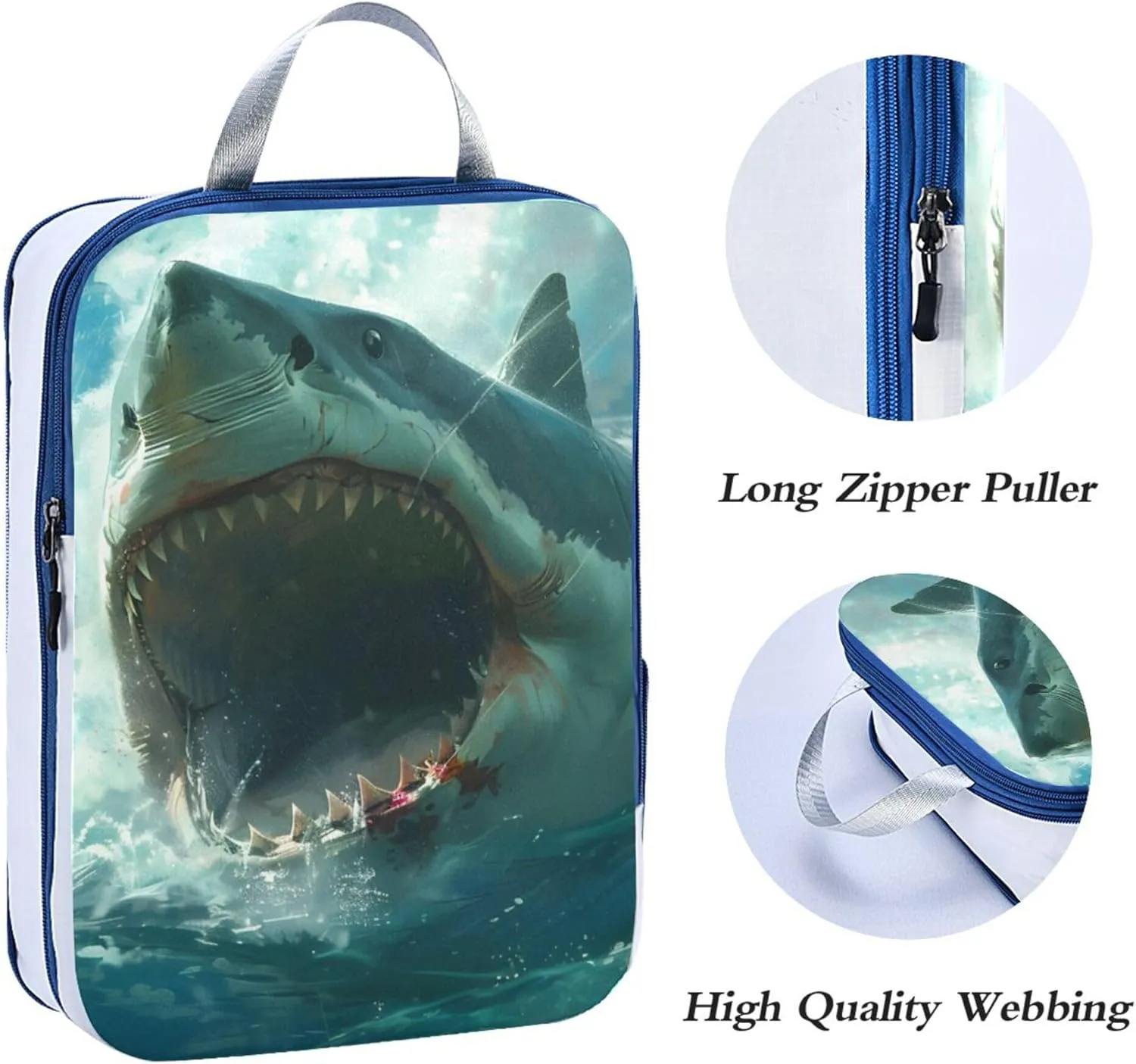 MNSRUU Packing Cubes Magic Raft Life with Shark Compression Luggage Cubes Packing Bags Travel Organizer for Suitcases, 3 PCS