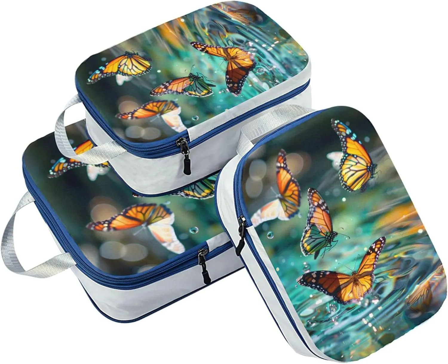 MNSRUU Packing Cubes Magic Water Surface Butterflies Dance Compression Luggage Cubes Packing Bags Travel Organizer for Suitcases, 3 PCS