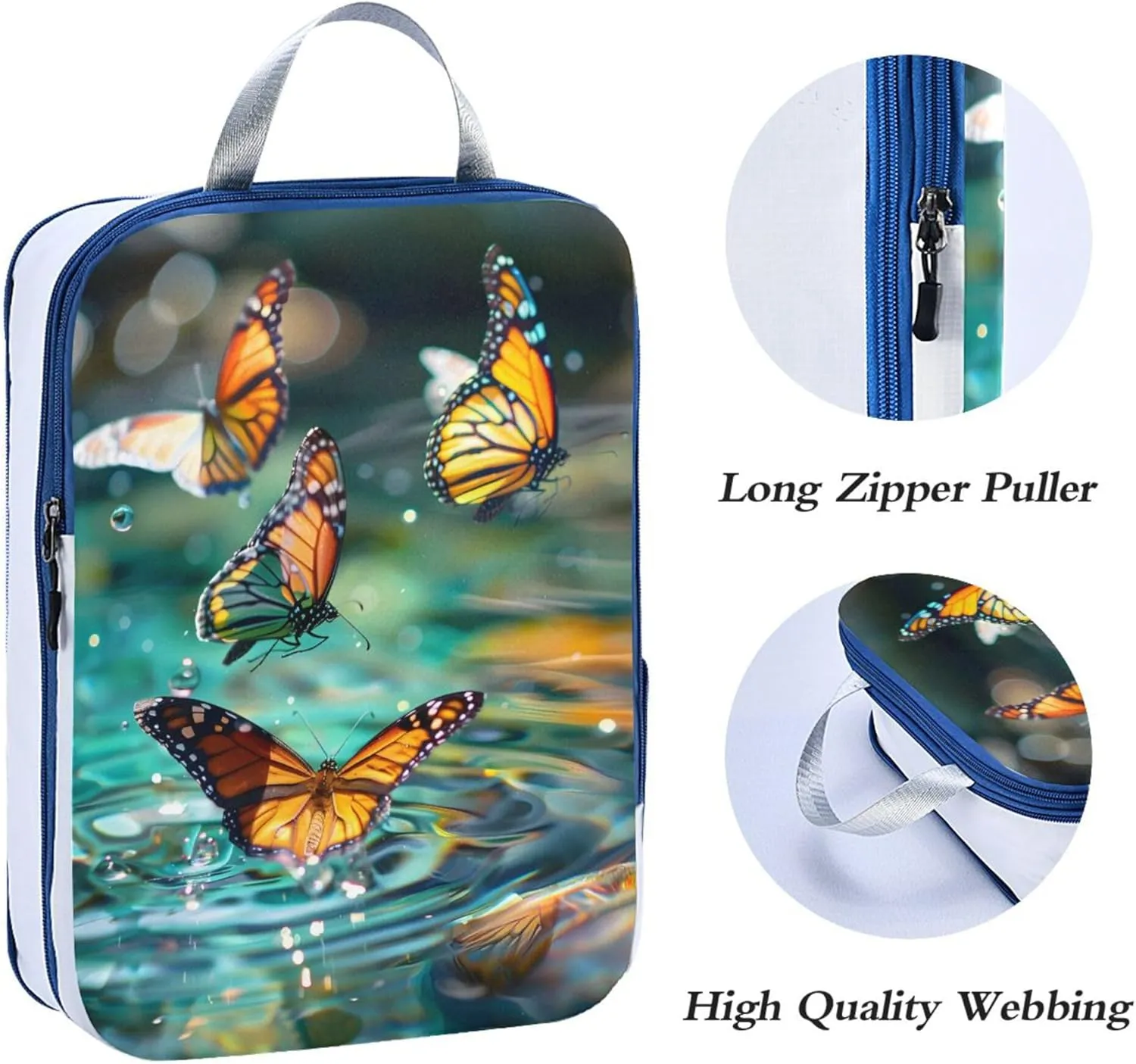 MNSRUU Packing Cubes Magic Water Surface Butterflies Dance Compression Luggage Cubes Packing Bags Travel Organizer for Suitcases, 3 PCS