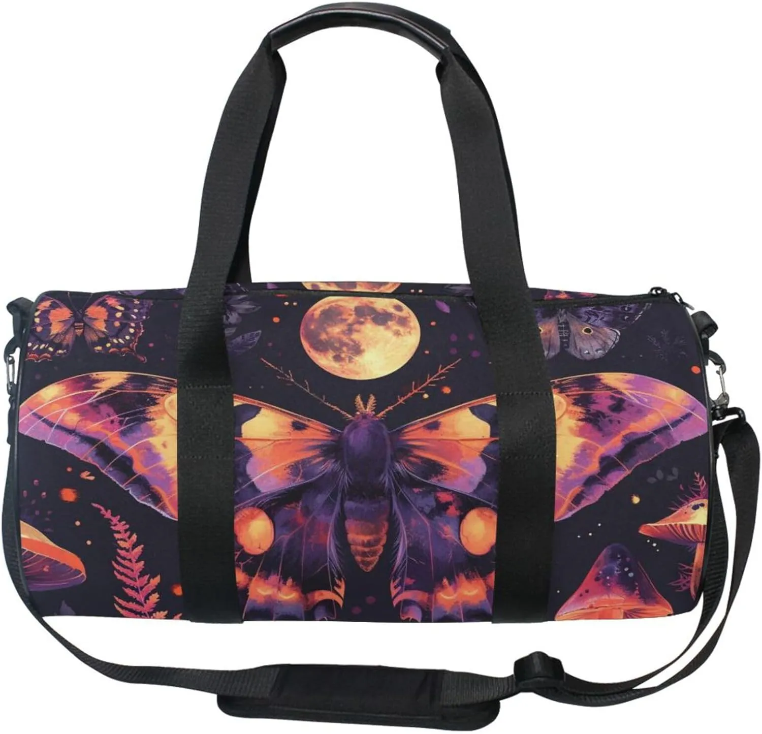 MNSRUU Sports Duffel Bags, Gothic Skull Butterfly Athletic Gym Bag Overnight Workout Travel Tote Luggage for Men Women Yoga