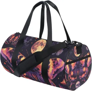 MNSRUU Sports Duffel Bags, Gothic Skull Butterfly Athletic Gym Bag Overnight Workout Travel Tote Luggage for Men Women Yoga