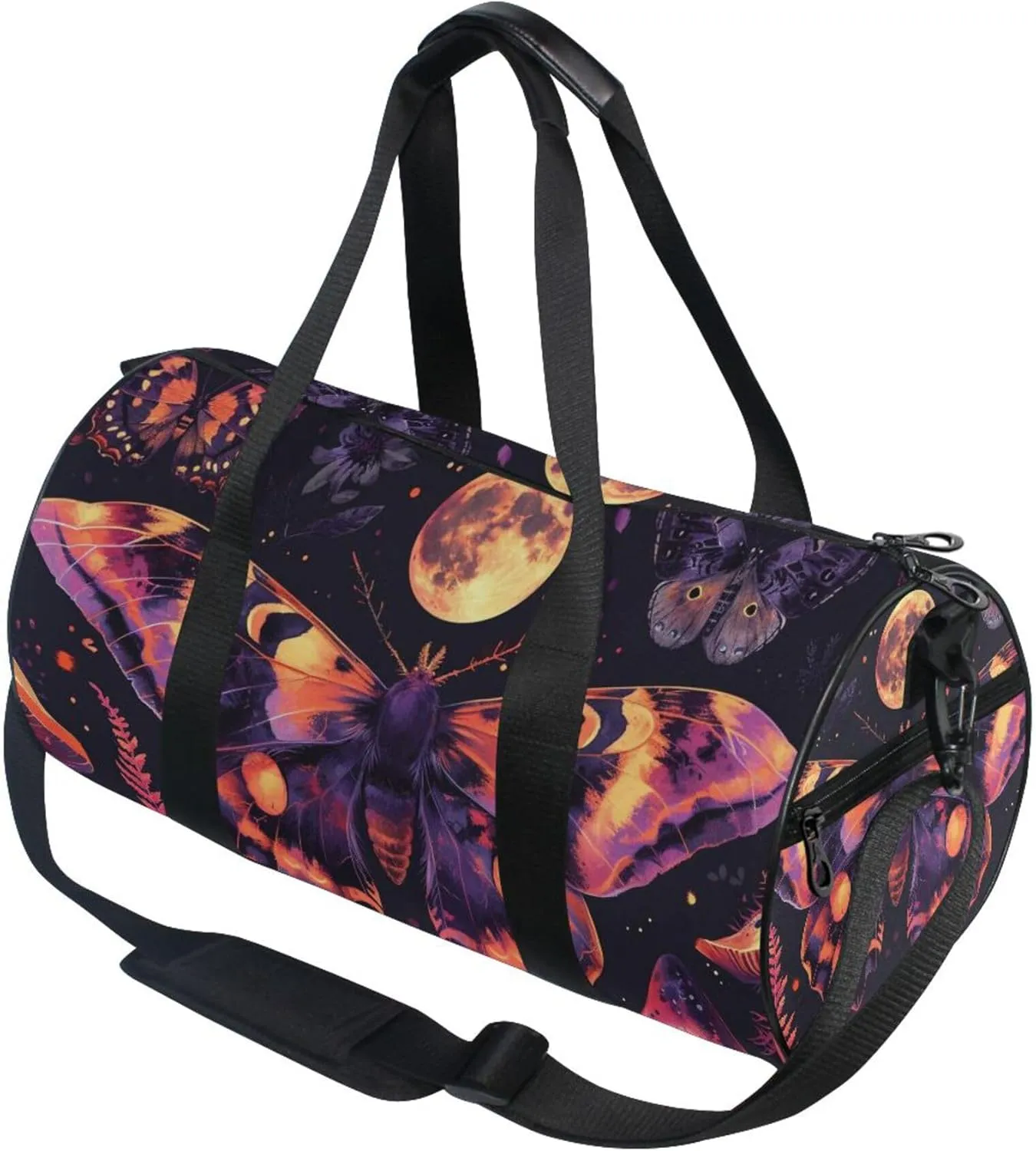 MNSRUU Sports Duffel Bags, Gothic Skull Butterfly Athletic Gym Bag Overnight Workout Travel Tote Luggage for Men Women Yoga