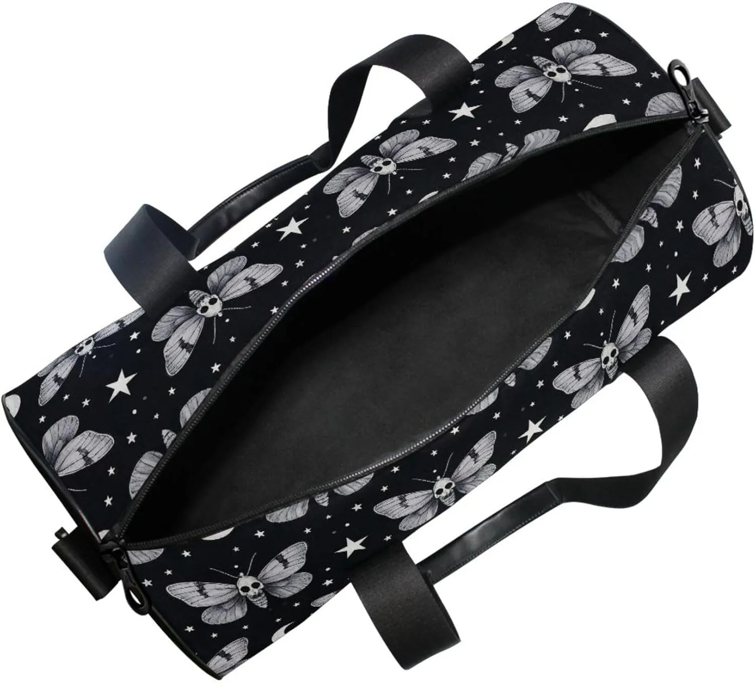 MNSRUU Sports Duffel Bags, Moth Skull Moon Athletic Gym Bag Overnight Workout Travel Tote Luggage for Men Women Yoga