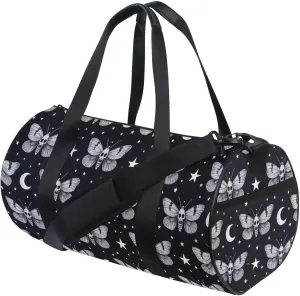MNSRUU Sports Duffel Bags, Moth Skull Moon Athletic Gym Bag Overnight Workout Travel Tote Luggage for Men Women Yoga