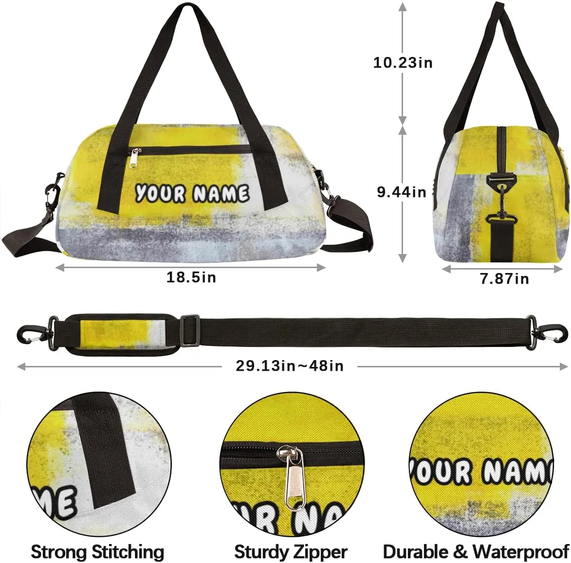 Modern Art Painting Personalized Kids Duffel Bag for Girls Boys, Modern Art Debris Custom Name Dance Bag Overnight Small Duffel Bag Carry On Sports Travel Bag for School Practice Gymnastics Ballet