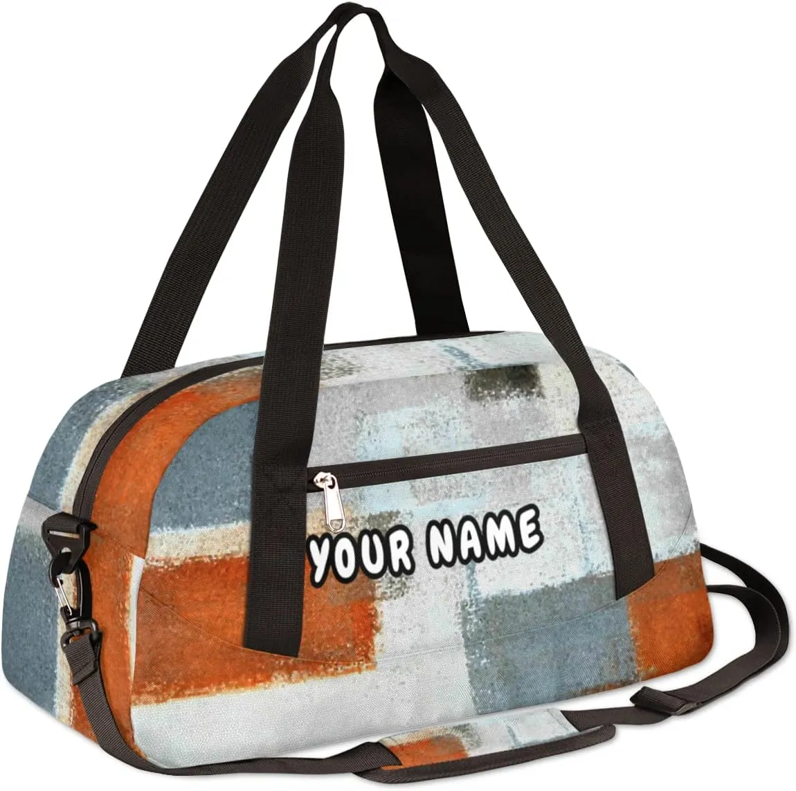 Modern Graffiti Art Painting Personalized Kids Duffel Bag for Girls Boys, Modern Art Debris Custom Name Dance Bag Overnight Small Duffel Bag Carry On Weekend Sports Travel Bag for School Practice Gymnastics Ballet