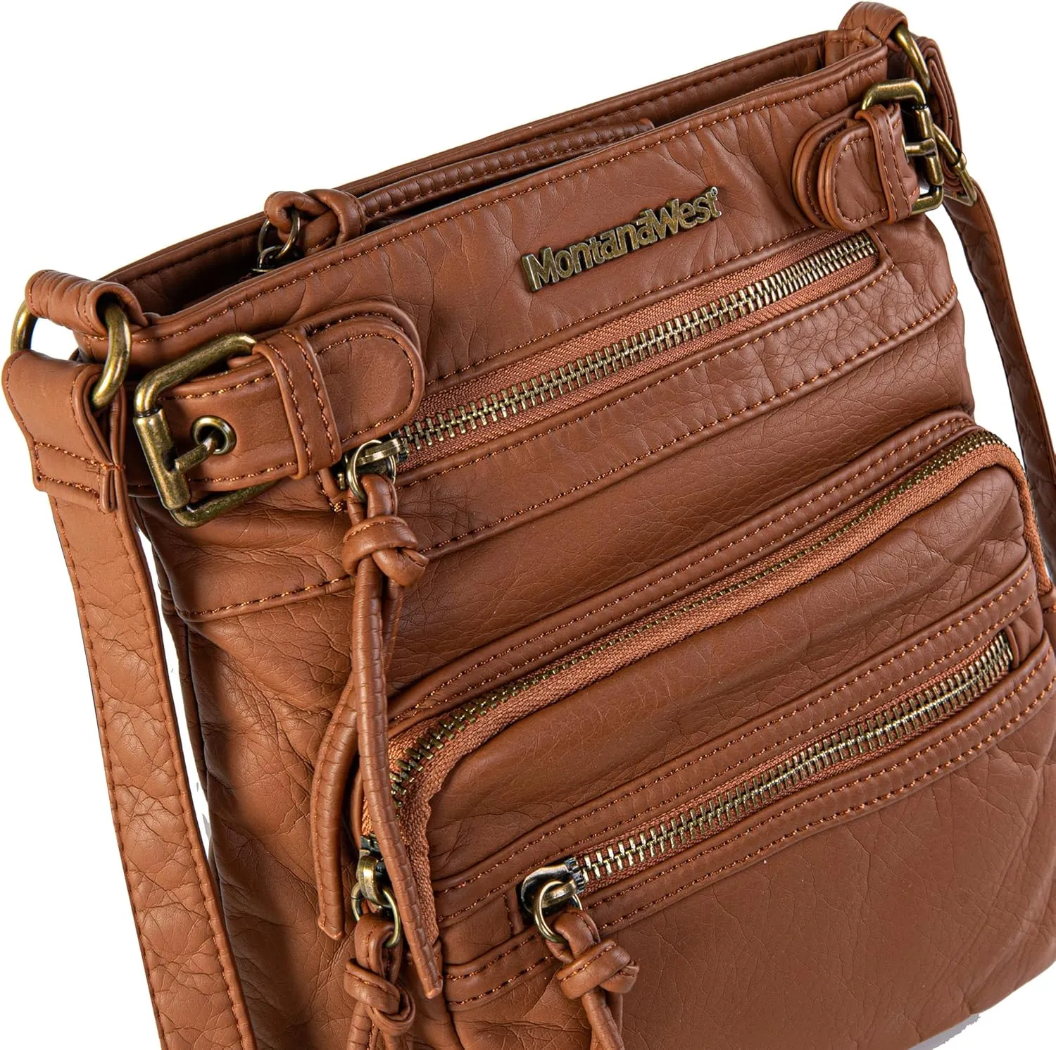 Montana West Crossbody Bag for Women Multi Pocket Shoulder Medium Travel Purses Ultra Soft Washed Leather
