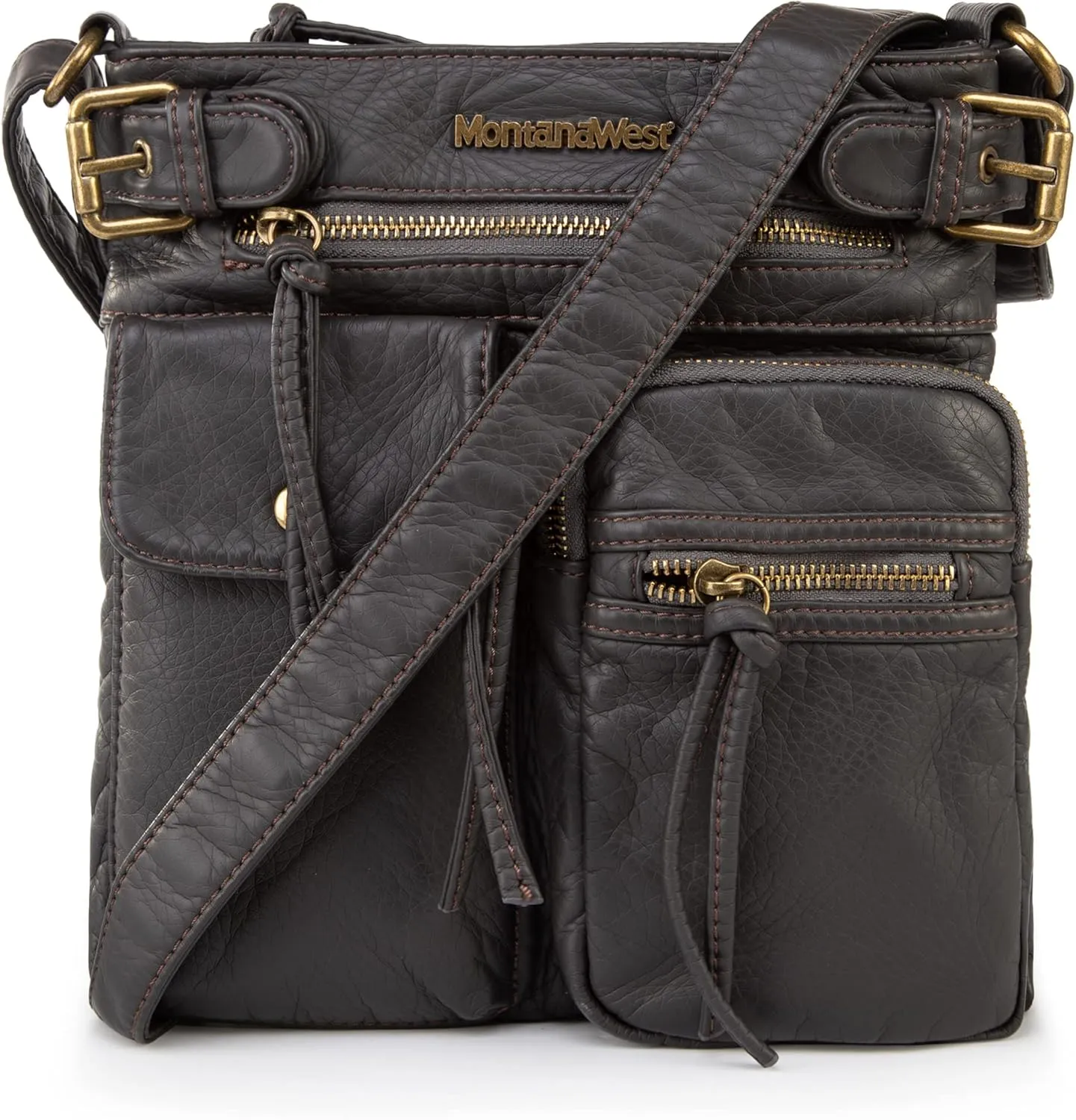 Montana West Crossbody Bag for Women Multi Pocket Shoulder Medium Travel Purses Ultra Soft Washed Leather