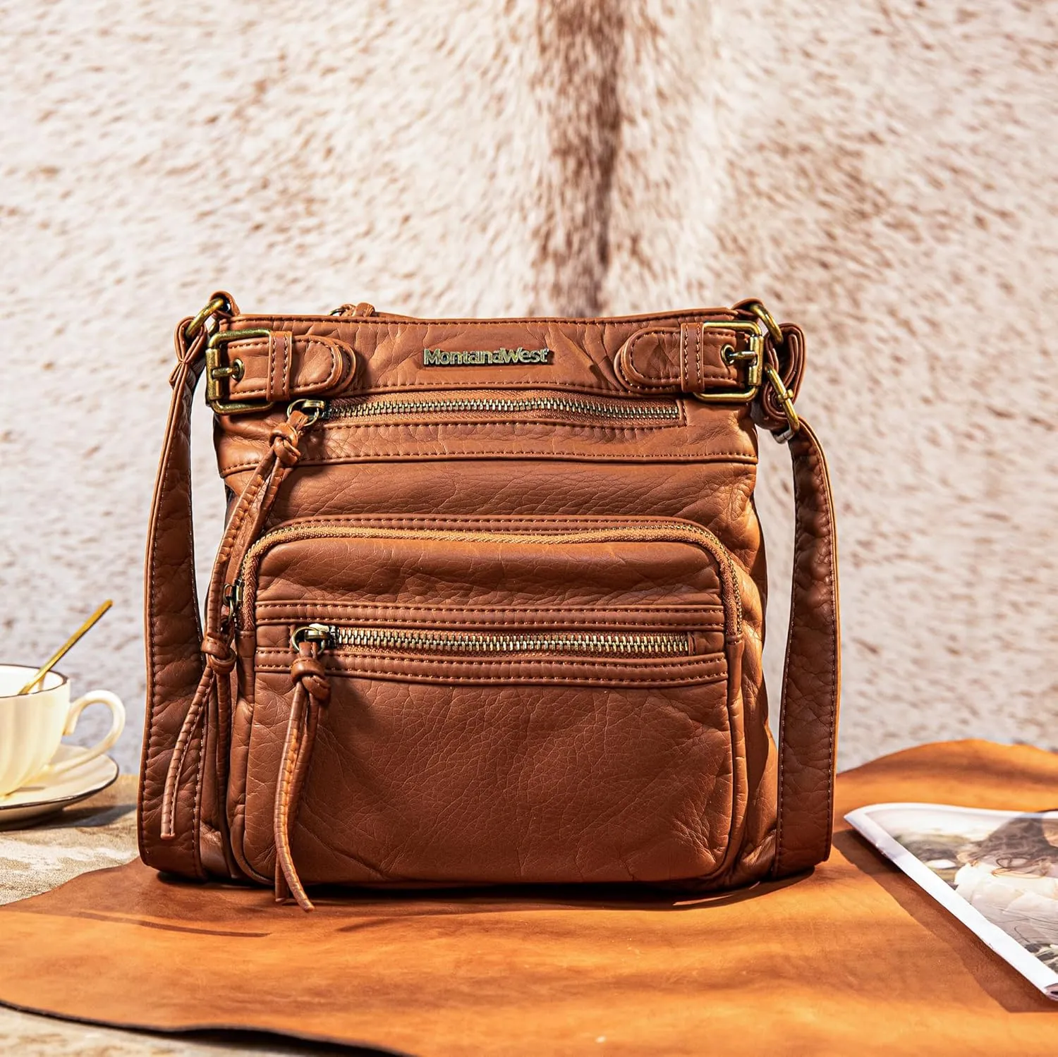 Montana West Crossbody Bag for Women Multi Pocket Shoulder Medium Travel Purses Ultra Soft Washed Leather