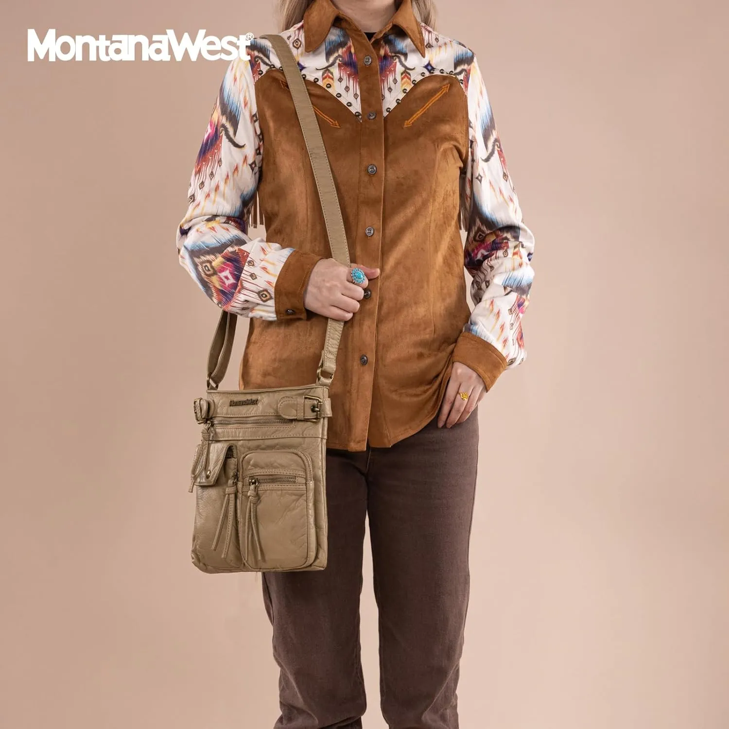 Montana West Crossbody Bag for Women Multi Pocket Shoulder Medium Travel Purses Ultra Soft Washed Leather