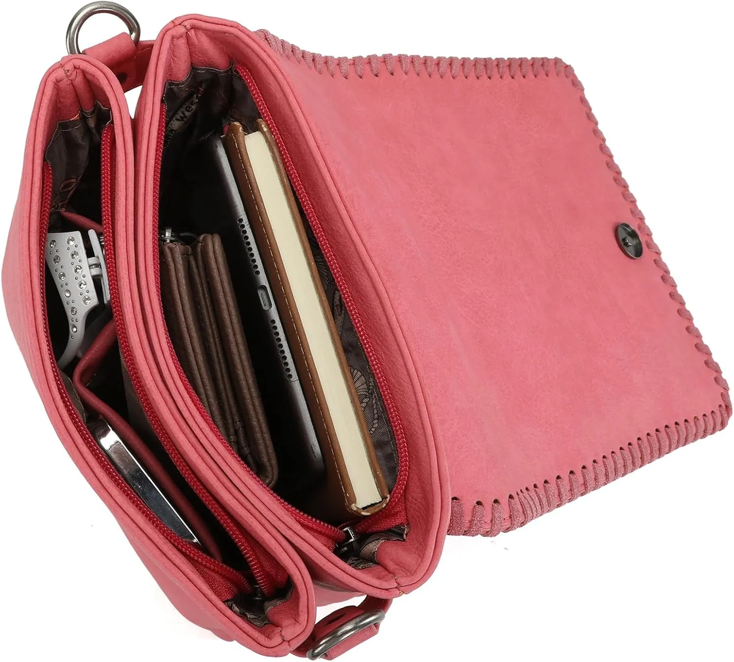 Montana West Crossbody Bags for Women with Dual Compartments Western Cross Body Purse with Leopard Print Guitar Strap