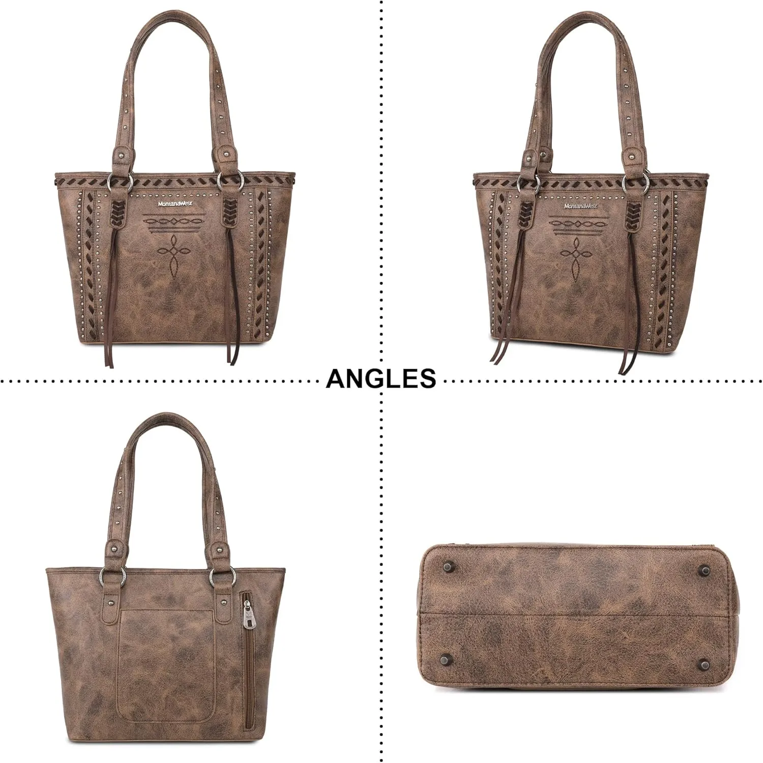 Montana West Spiritual Collection Western Tote Bag for Women Vegan Leather Shoulder Handbag with Wallet
