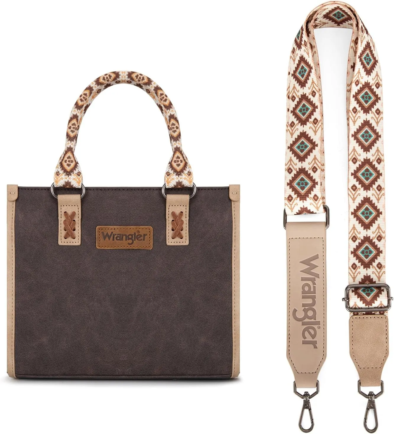 Montana West Wrangler Tote Bag for Women Western Retro Purse Top Handle Handbags with Aztec Strap