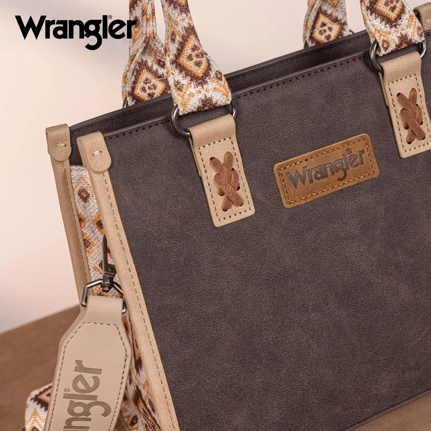 Montana West Wrangler Tote Bag for Women Western Retro Purse Top Handle Handbags with Aztec Strap