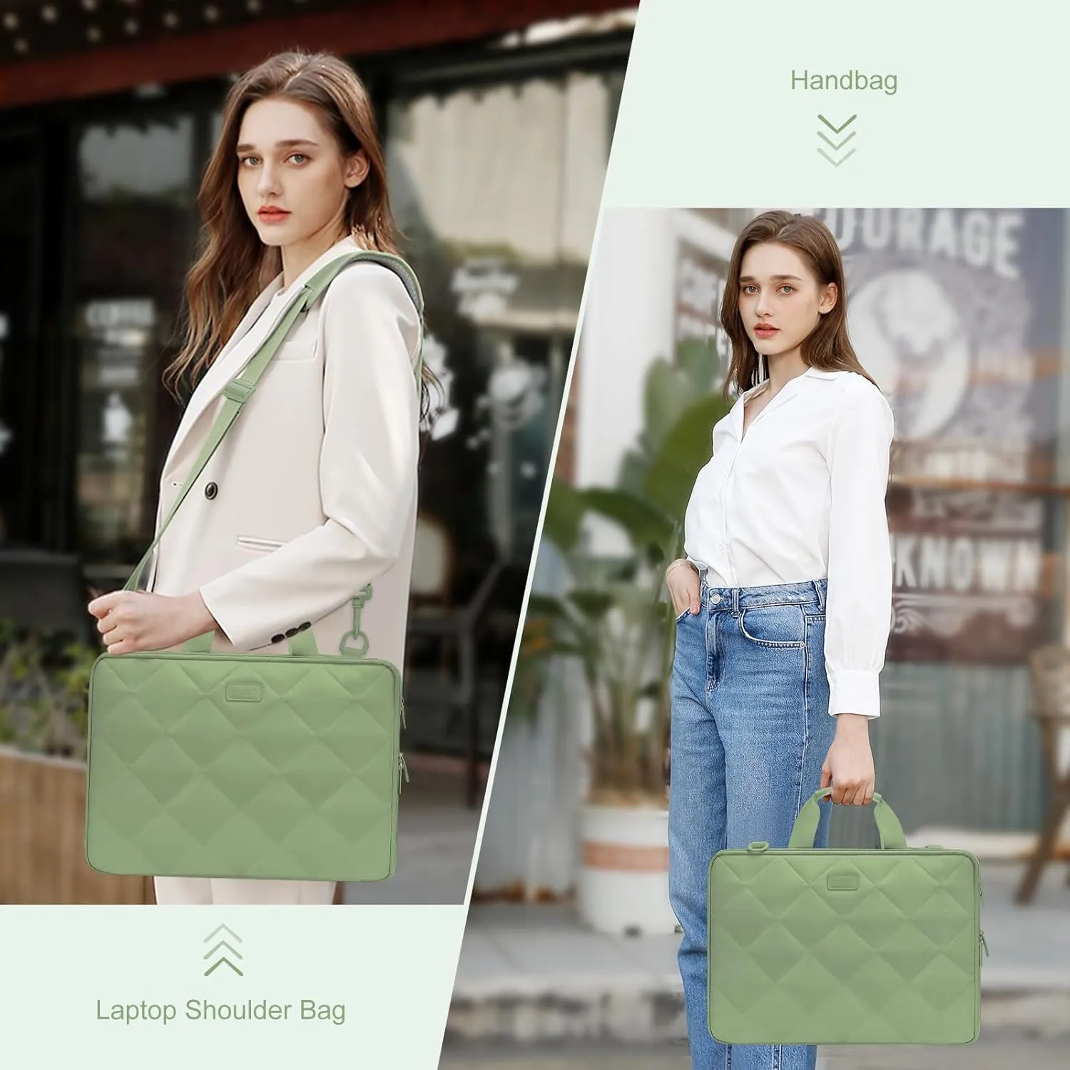MOSISO 360 Protective Laptop Shoulder Bag, 15-15.6 inch Double Layer Fluffy Padded Laptop Bag with Anti-theft Zipper Compatible with MacBook Pro 16 inch, HP, Dell, Lenovo, Asus Notebook, Antique Green