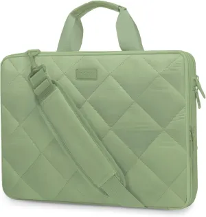 MOSISO 360 Protective Laptop Shoulder Bag, 15-15.6 inch Double Layer Fluffy Padded Laptop Bag with Anti-theft Zipper Compatible with MacBook Pro 16 inch, HP, Dell, Lenovo, Asus Notebook, Antique Green