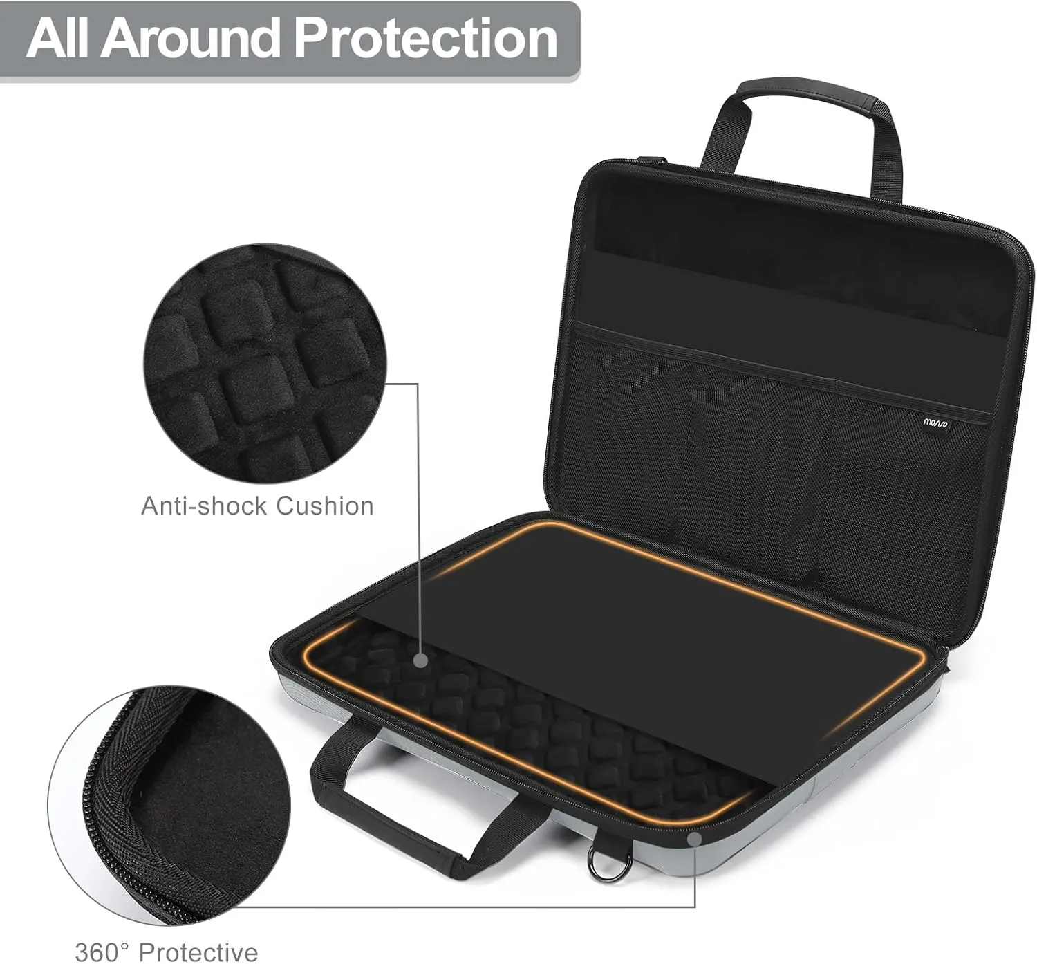 MOSISO Hard Shell Laptop Case for Men Women,13 inch Computer Bag Compatible with MacBook, HP, Dell, Lenovo, Asus, Notebook,13.3 inch Laptop Bag with Front Pocket & Shoulder Strap, Gray