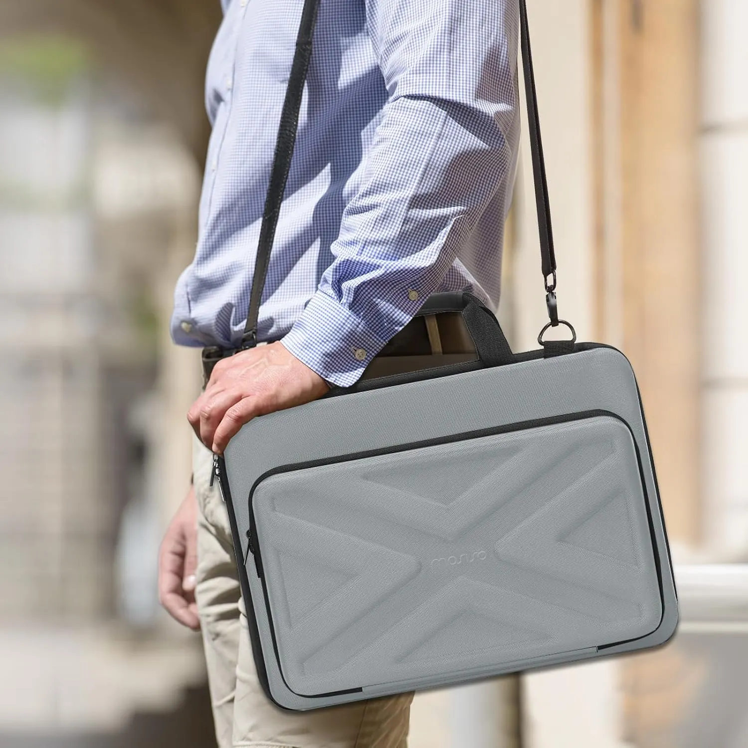 MOSISO Hard Shell Laptop Case for Men Women,13 inch Computer Bag Compatible with MacBook, HP, Dell, Lenovo, Asus, Notebook,13.3 inch Laptop Bag with Front Pocket & Shoulder Strap, Gray