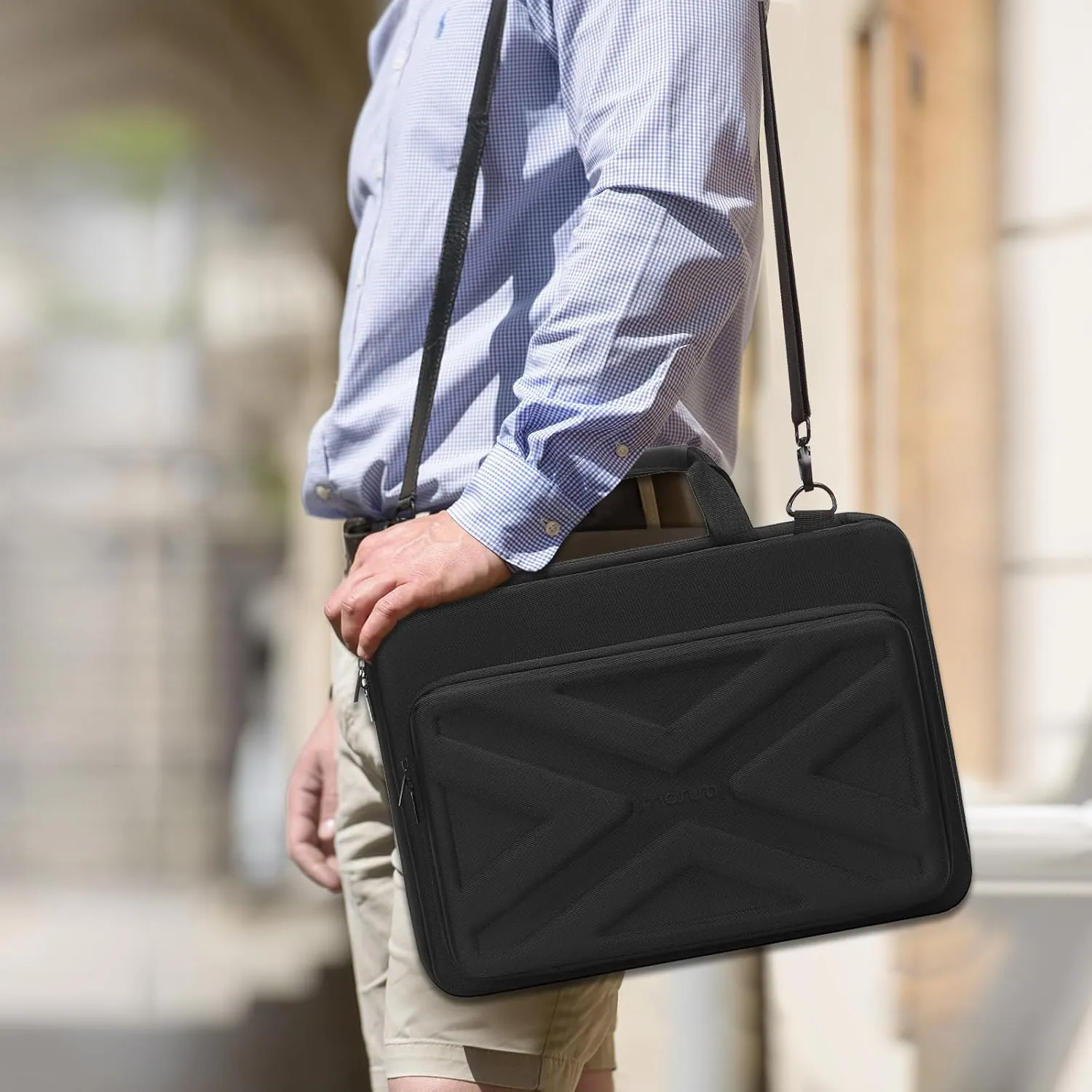 MOSISO Hard Shell Laptop Case for Men Women,17 inch Computer Bag Compatible with MacBook, HP, Dell, Lenovo, Asus, Notebook,17.3 inch Laptop Bag with Front Pocket & Shoulder Strap, Black