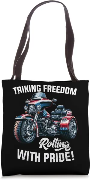 Motorcycle Trike American USA Three-wheeled Biker Trike Tote Bag