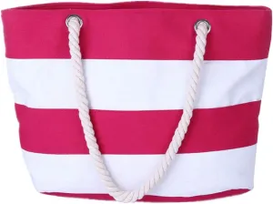 Muka Women Striped Canvas Tote Shoulder Beach Bag with Inner Zipper Pocket and Rope Handle for Travel, Shopping