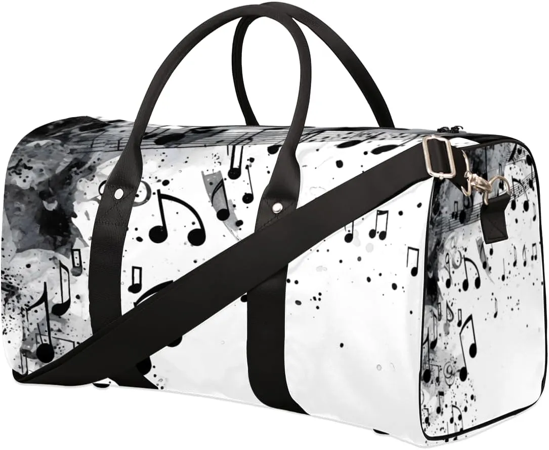 Musical Notes Travel Duffle Bag for Women Men Gym Duffel Foldable Bag Waterproof Weekender Modern Romantic Art Duffle Tote
