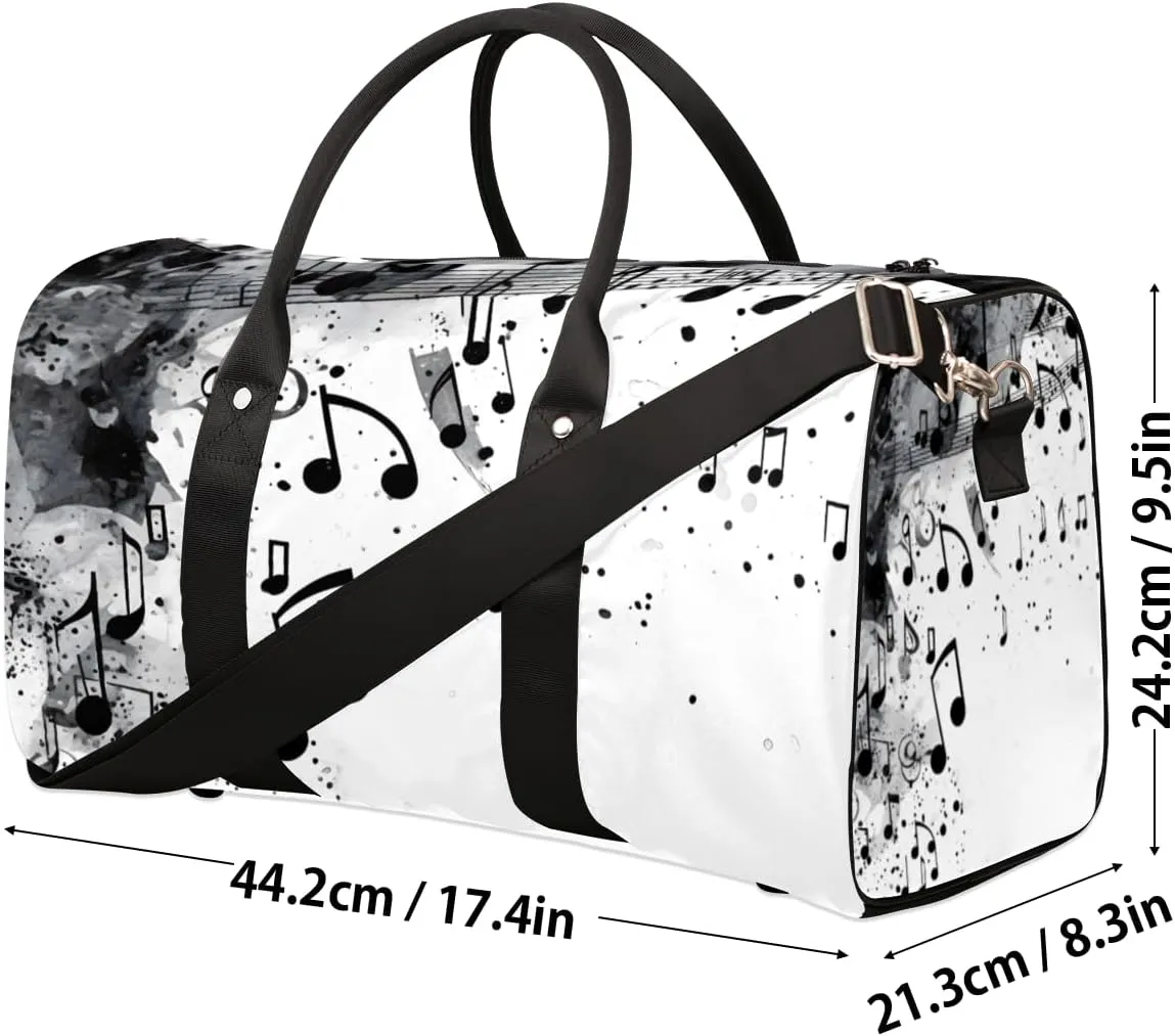 Musical Notes Travel Duffle Bag for Women Men Gym Duffel Foldable Bag Waterproof Weekender Modern Romantic Art Duffle Tote