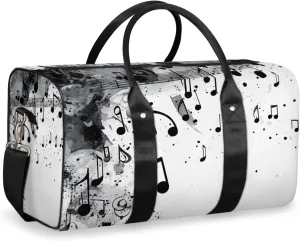 Musical Notes Travel Duffle Bag for Women Men Gym Duffel Foldable Bag Waterproof Weekender Modern Romantic Art Duffle Tote