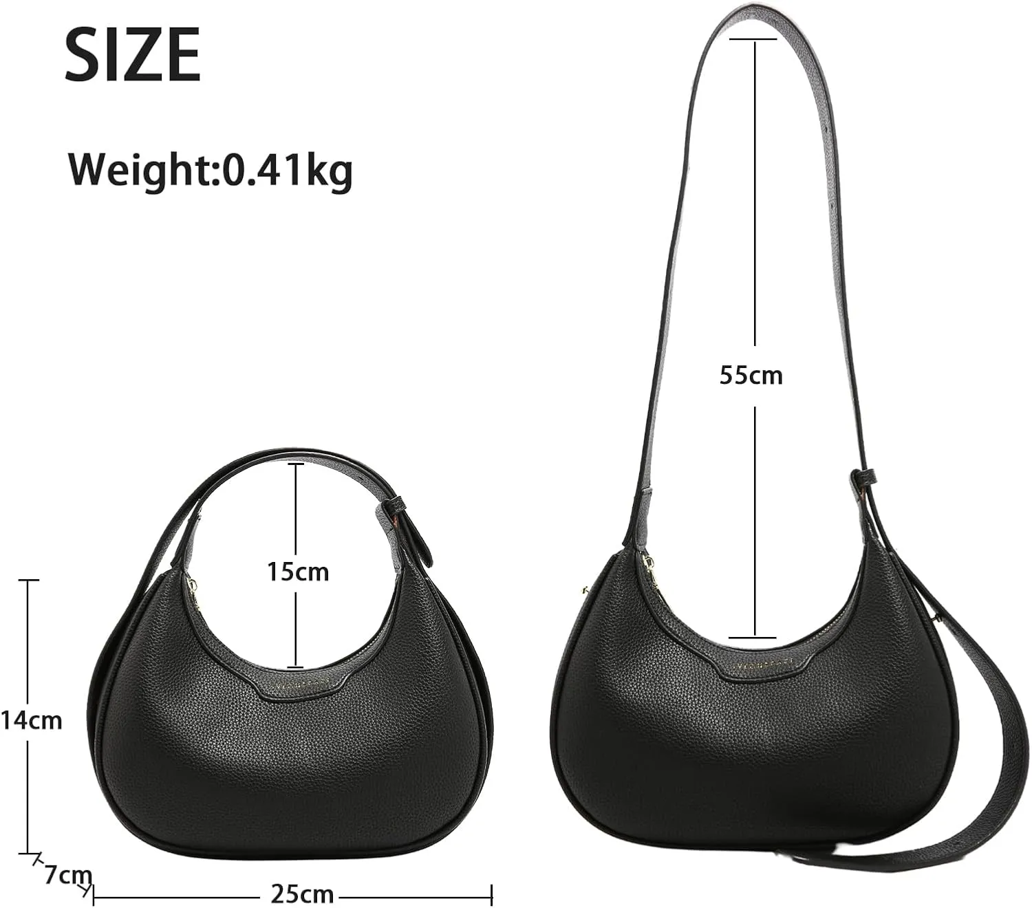 MYHOZEE Crescent Shoulder Bag for Women Leather Crossbody Hobo Purse Adjustable Strap Clutch Handbag