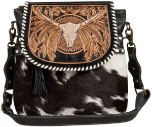 Myra Bag Cowhide Purse - Spirit of the Herd Hand-Tooled Crossbody Bags for Women, Western Gifts