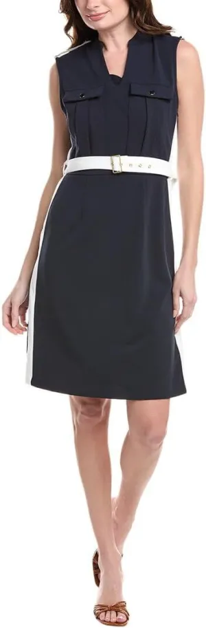 Nanette Nanette Lepore Womens Belted Sheath Dress, 10, Blue
