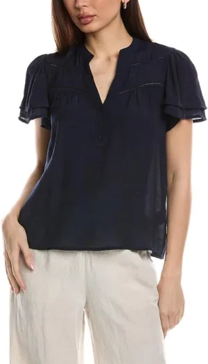 Nanette Nanette Lepore Womens Flutter Sleeve Blouse, M, Blue