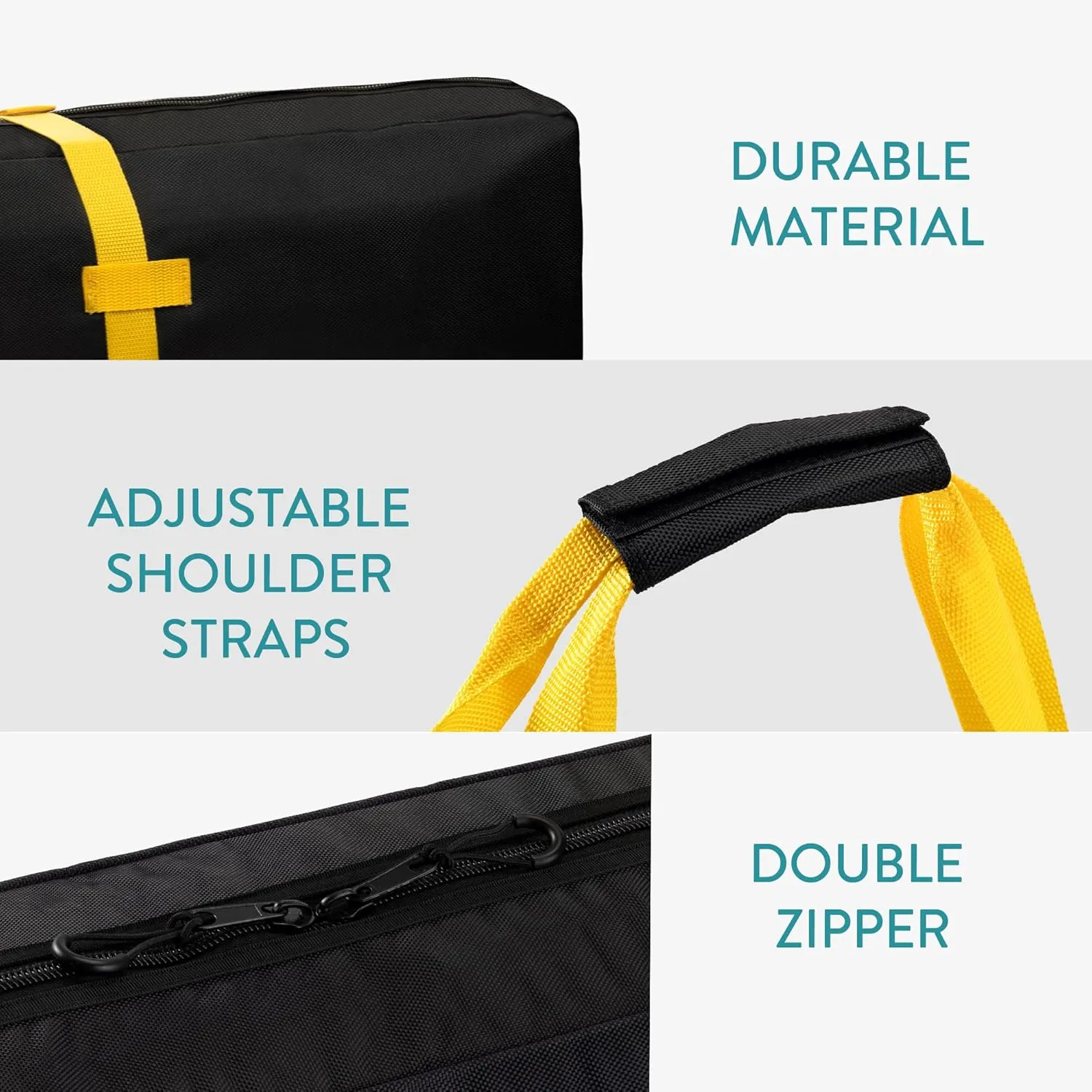 Navaris Ski Bag for Men and Women - Ski Bag for 1 Pair of Skis and Poles with Zipper, 2 Straps with Buckles and Carrying Handle - 2 Sizes