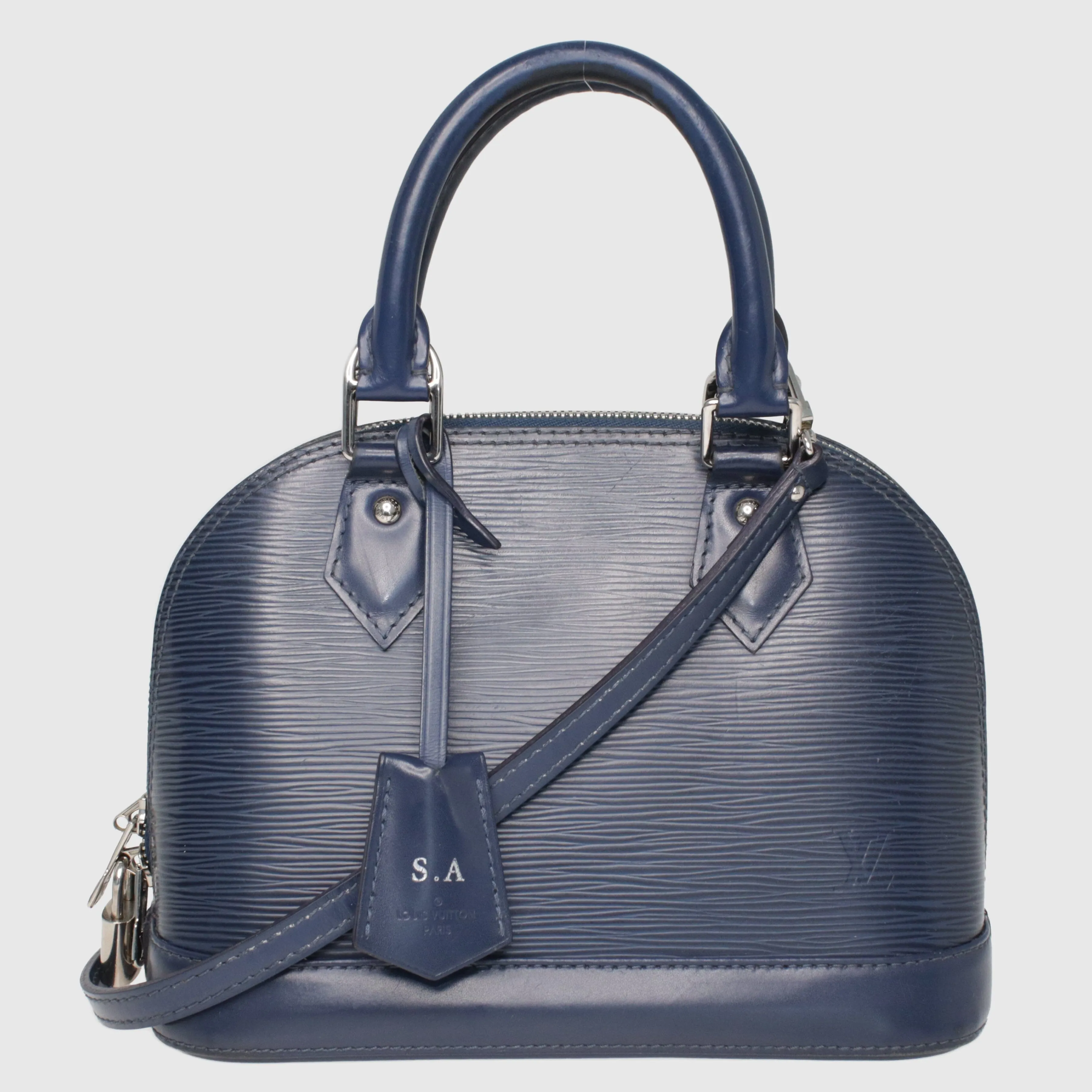 Navy Blue Epi Alma BB Top Handle Bag