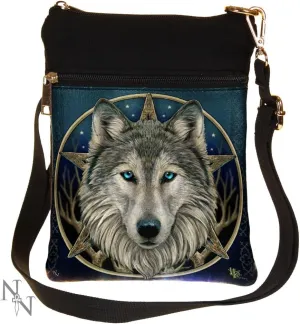 Nemesis Now Wild One Wolf Pentagram Shoulder Bag, Exclusive Lisa Parker Design, Adjustable Strap, Front Pocket