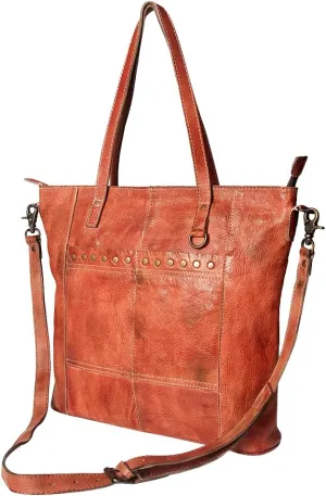 Nmbg120C Tote Vintage Handmade Genuine Cowhide Leather Women Bag Western Handbag Purse