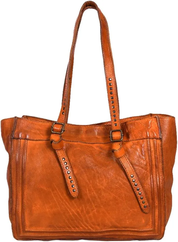 Nmbgr111Tan Tote Vintage Handmade Genuine Cowhide Leather Women Bag Western Handbag Purse