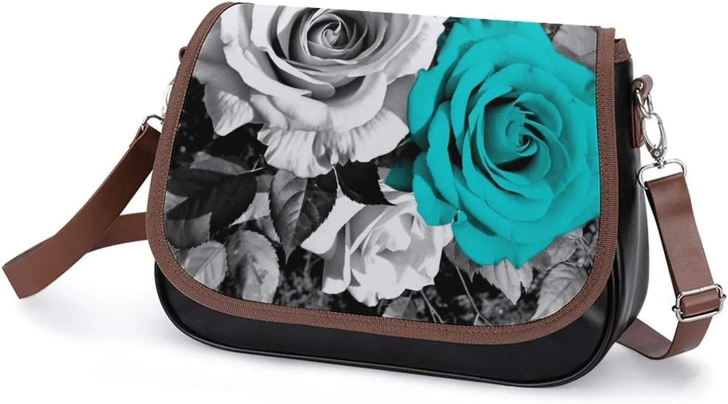 Novelty Boho Abstract Flowers Crossbody Bags for Women Travel Shoulder Bag Small Leather Cross Body Handbags