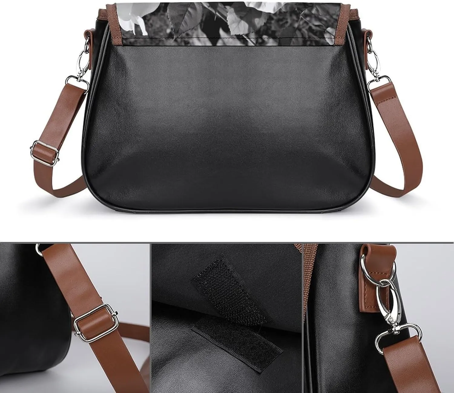 Novelty Boho Abstract Flowers Crossbody Bags for Women Travel Shoulder Bag Small Leather Cross Body Handbags