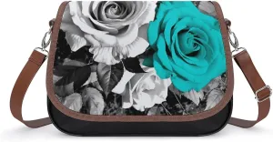 Novelty Boho Abstract Flowers Crossbody Bags for Women Travel Shoulder Bag Small Leather Cross Body Handbags
